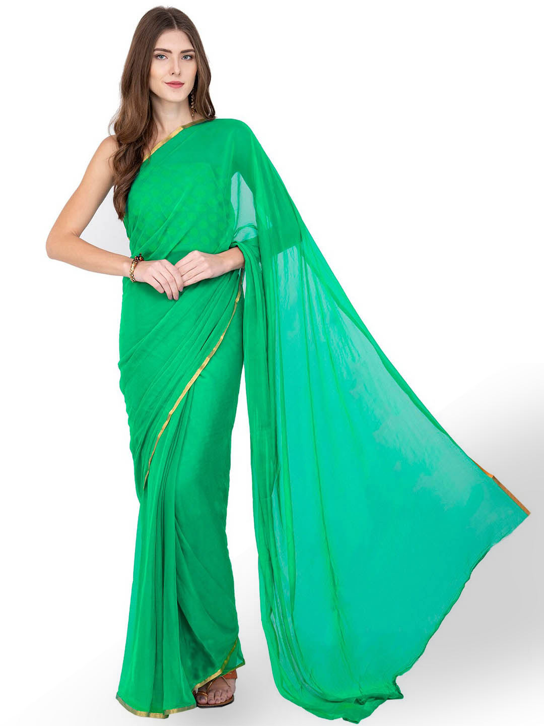 CLAFOUTIS Zari Pure Chiffon Saree