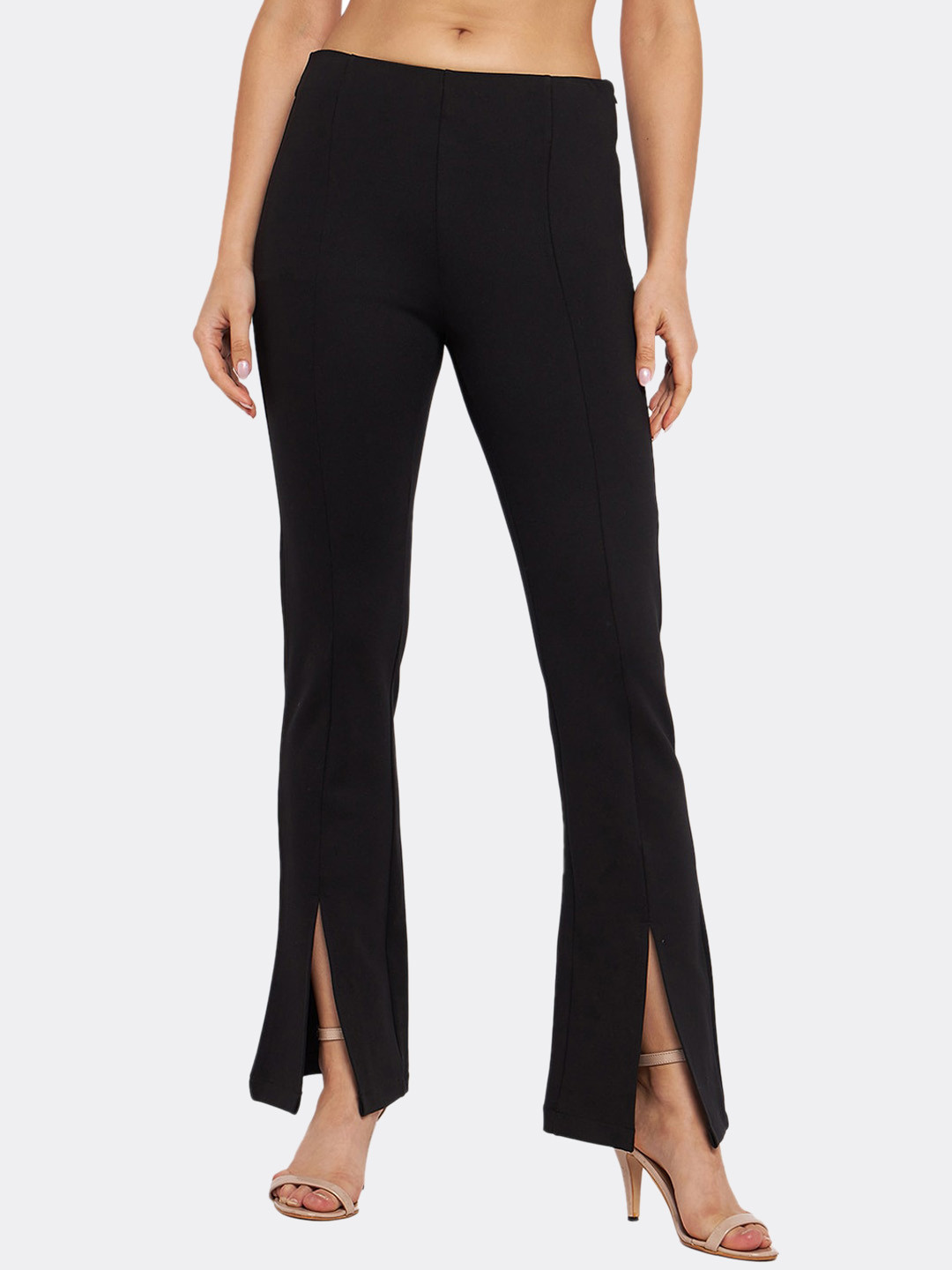 Antheaa Elit Women Classic Flared High-Rise Trousers