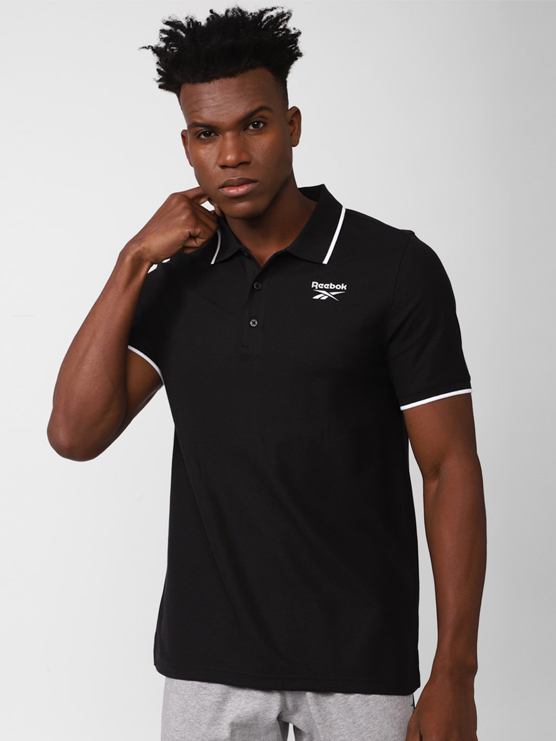Reebok RI Men Brand Logo-Printed Small Vector Polo T-Shirt