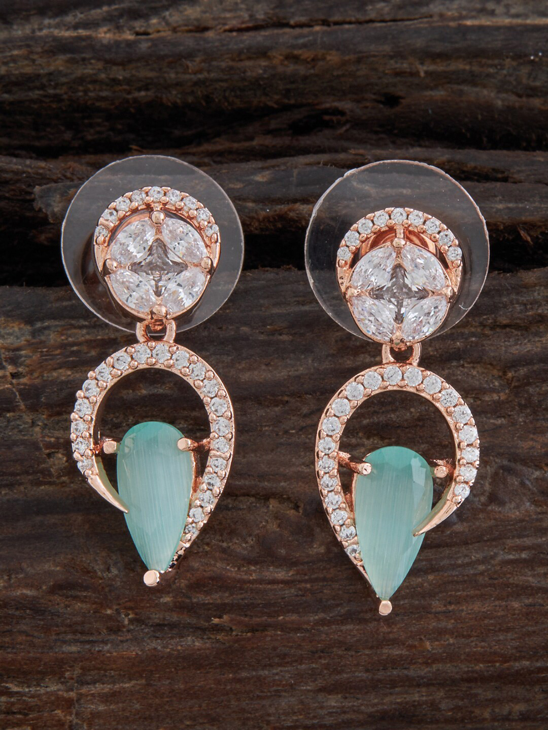 Kushal's Fashion Jewellery Gold-Plated Zircon Embellished Bridal Circular Half Hoops