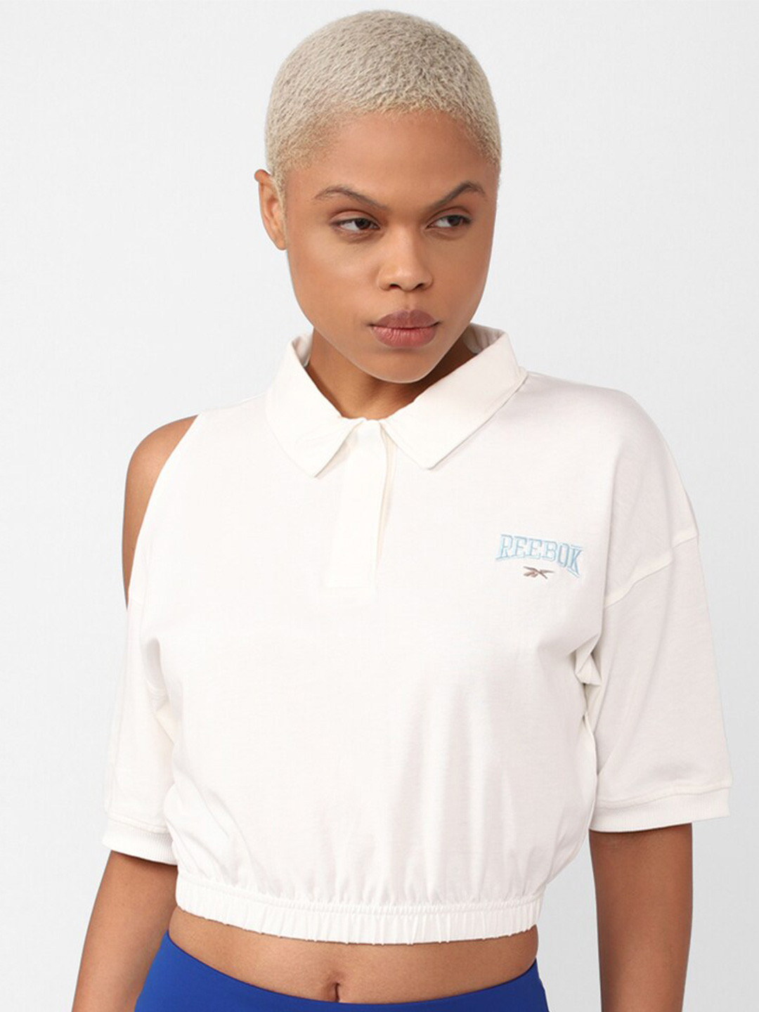 Reebok Women Pure Cotton Cl Varsity Crop T-Shirt