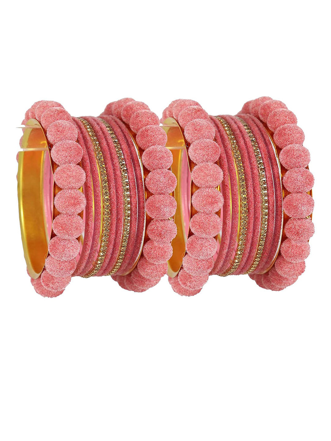 NMII Set of 20 Zircon Gemstone Studded Velvet Bangles