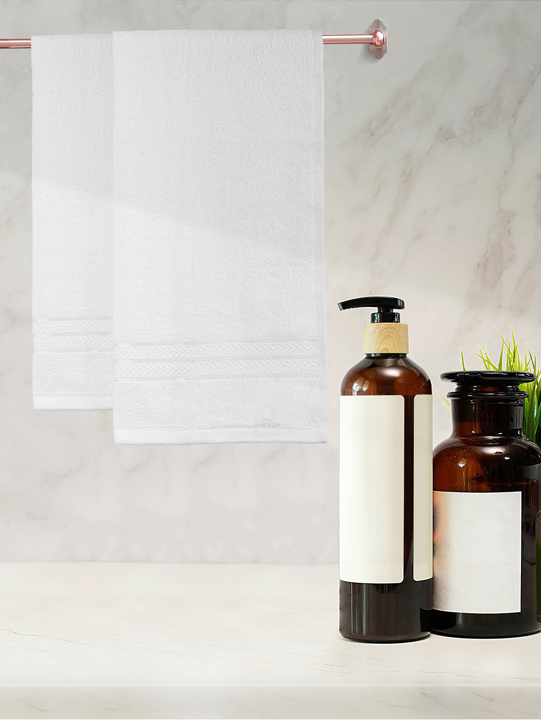 Layers Tuscany 2-Pcs White Pure Cotton 380 GSM Hand Towels