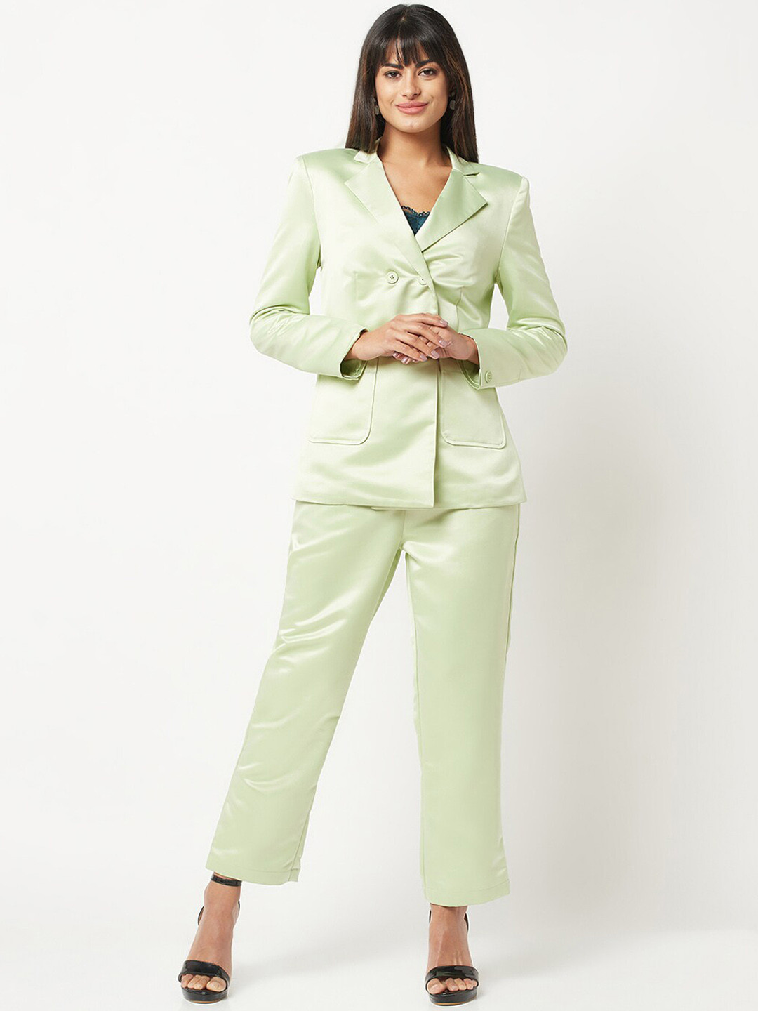 HOUSE OF S Satin Finish Blazer & Trousers Suit