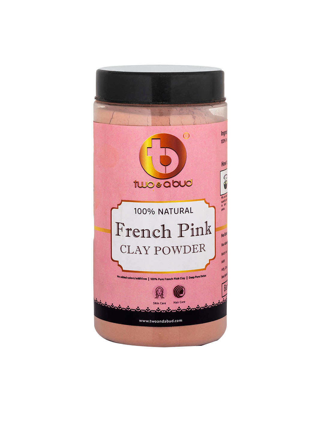 Two & A Bud French Pink 100% Natural Clay Powder - 250 g