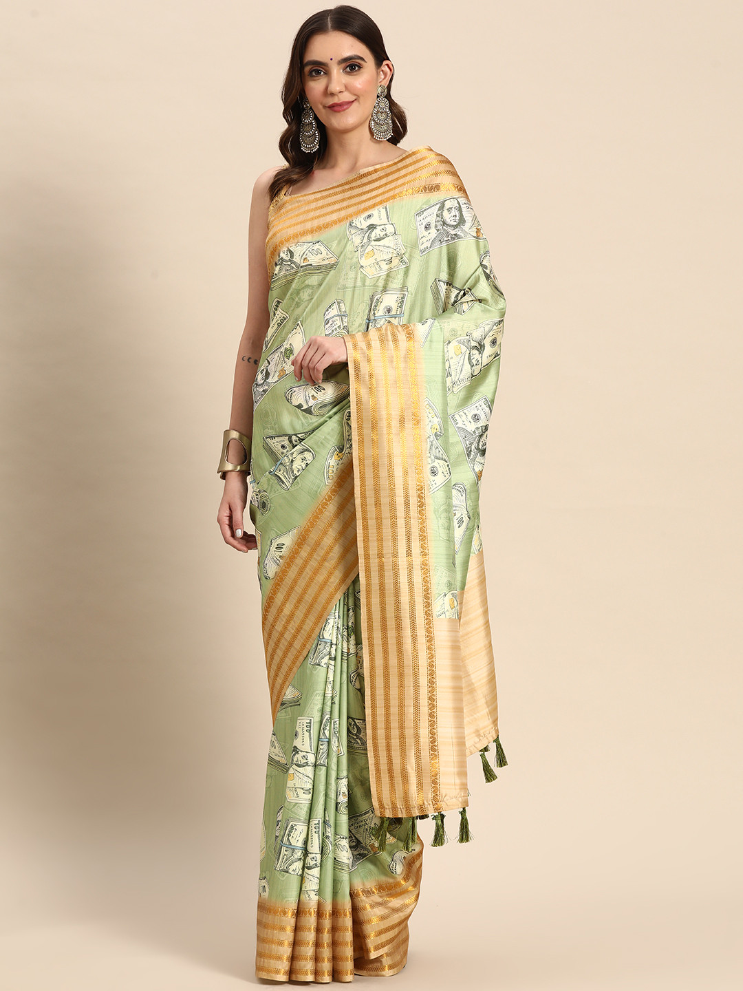 Silk Land Abstract Kanjeevaram Art Silk Digital Print Saree