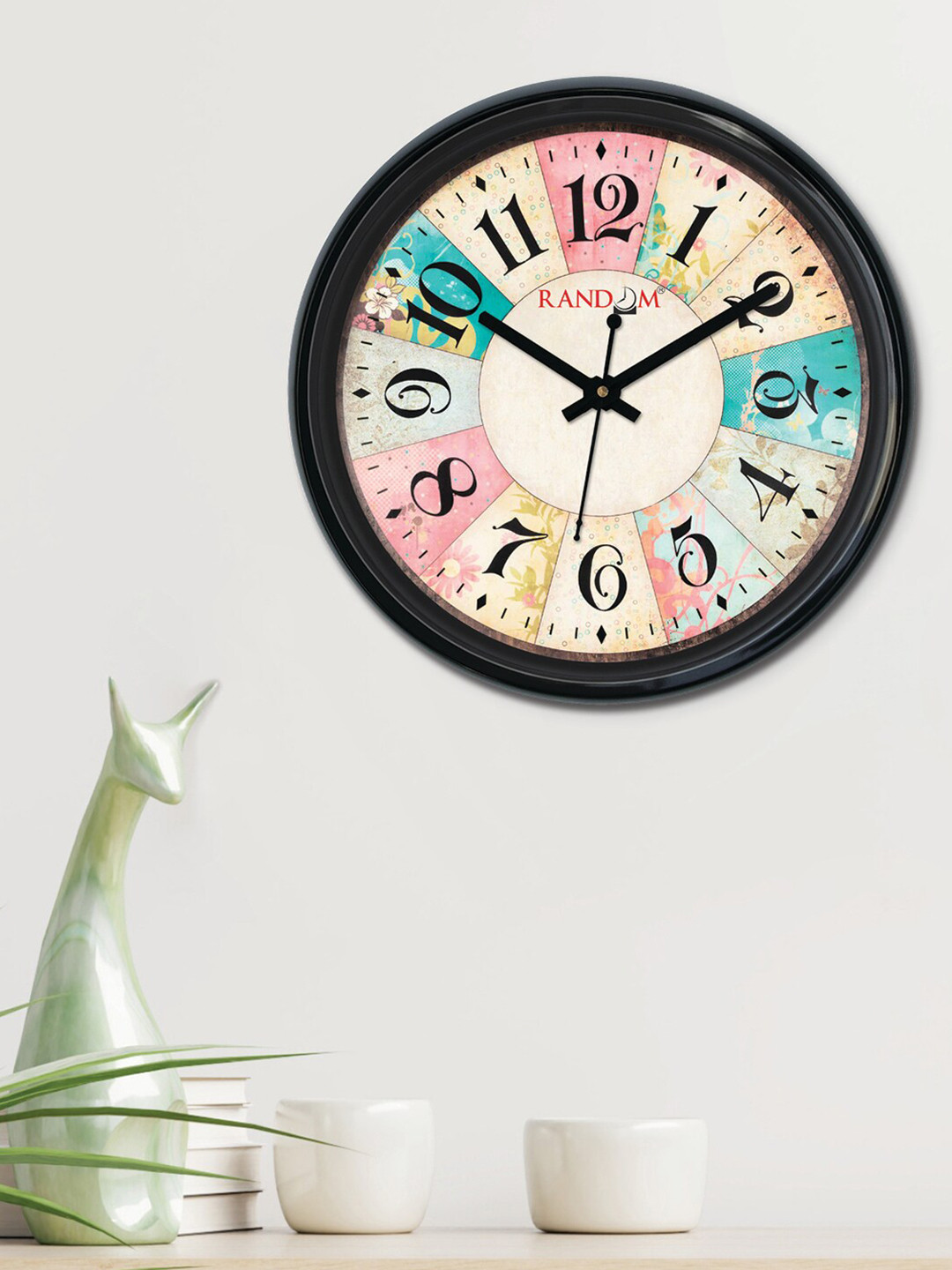 RANDOM Pink & Blue Printed Analogue Contemporary Round Wall Clock