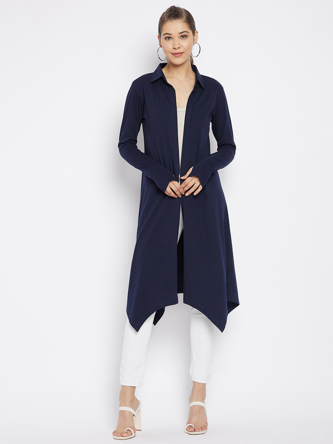Hypernation Front Open Asymmetric Cotton Longline Shrug