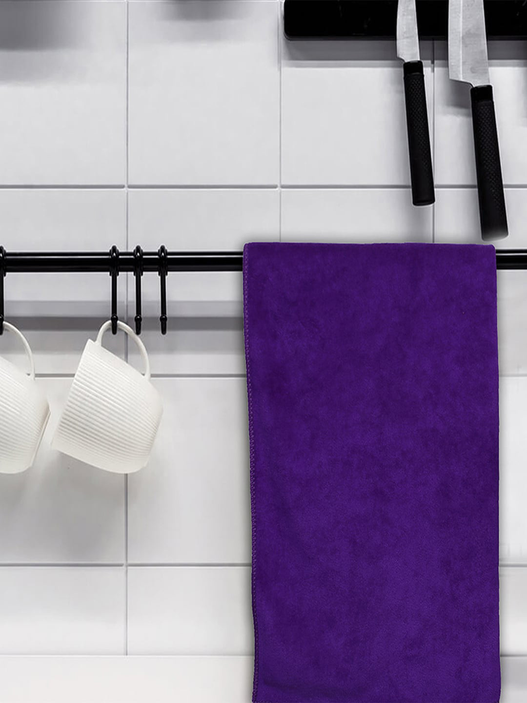 Kuber Industries Purple 2 Pieces Microfiber Kitchen Towels
