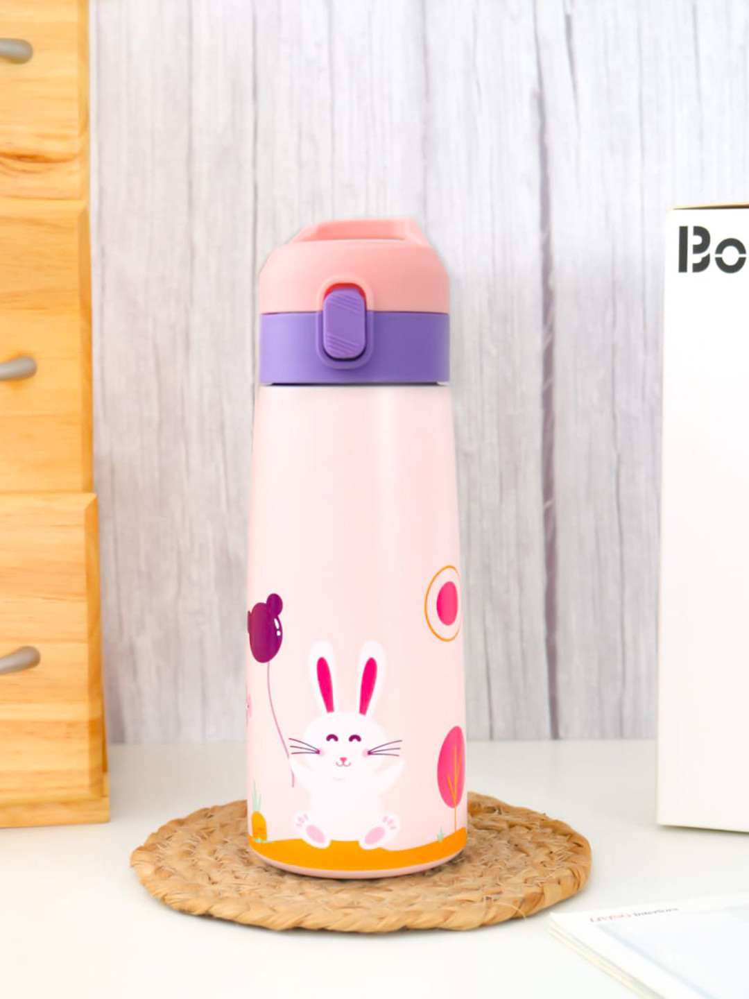 Yellow Bee Pink Cartoon Characters Stainless Steel Microwave Safe Flask - 500ml