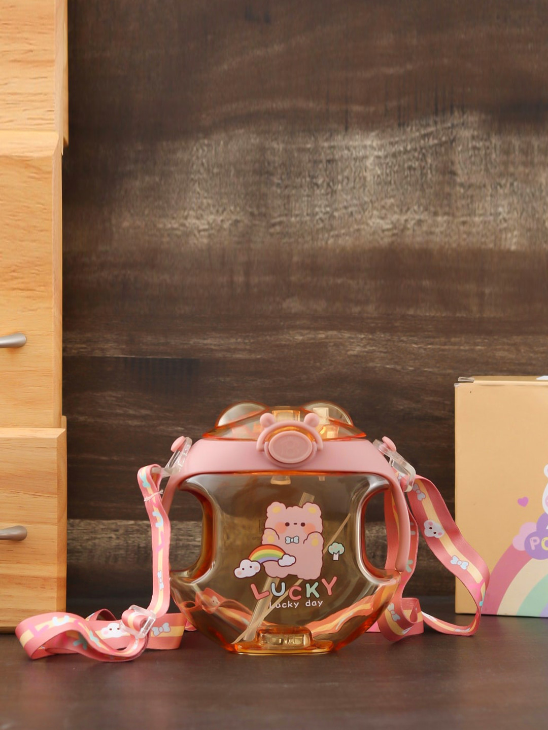 Yellow Bee Orange Conversational Plastic Double Wall Vacuum Flask - 450ml