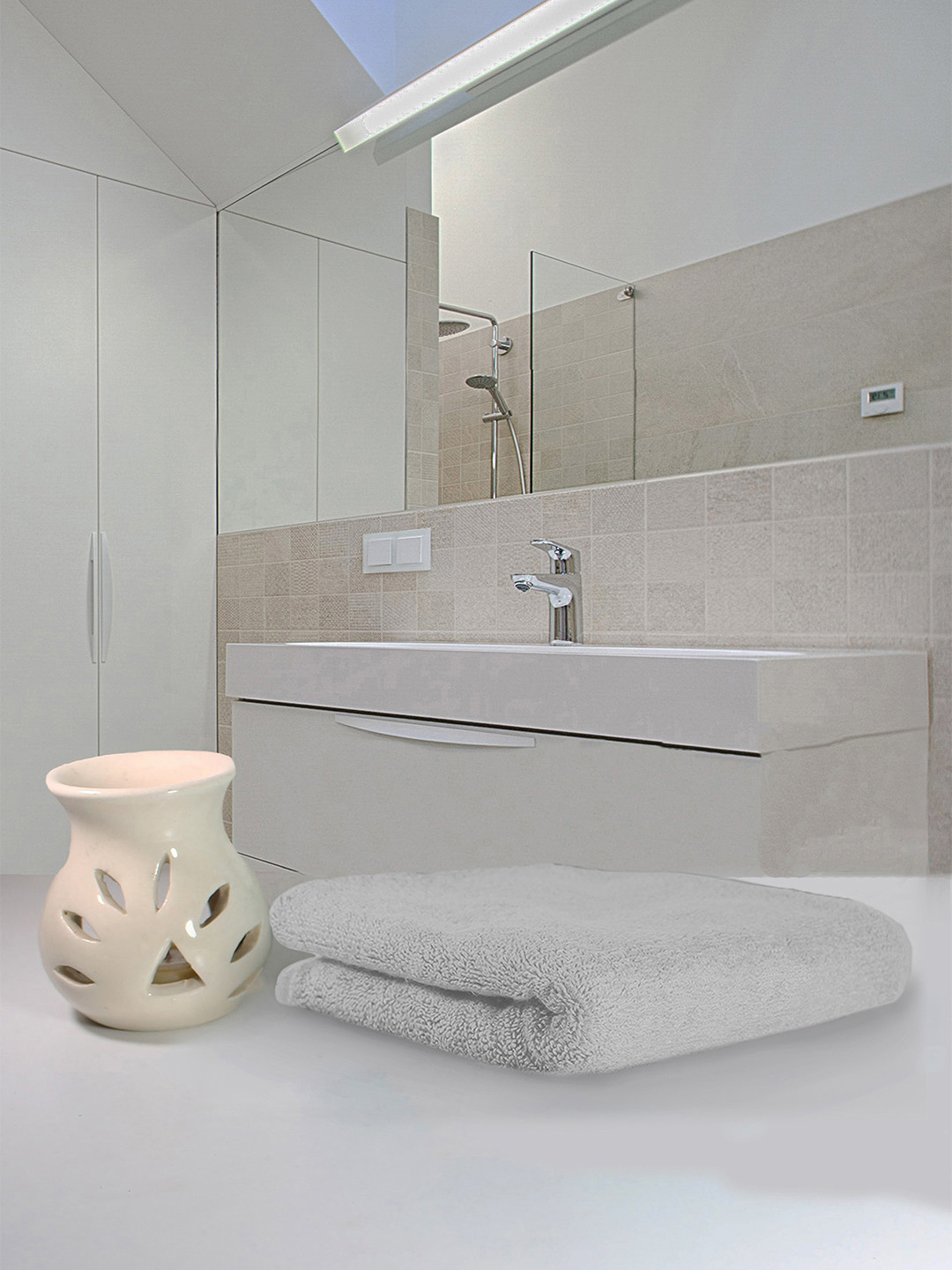 Heelium Light Grey Unisex Bamboo Super Soft & Quick Drying Home & Gym Hand Towel