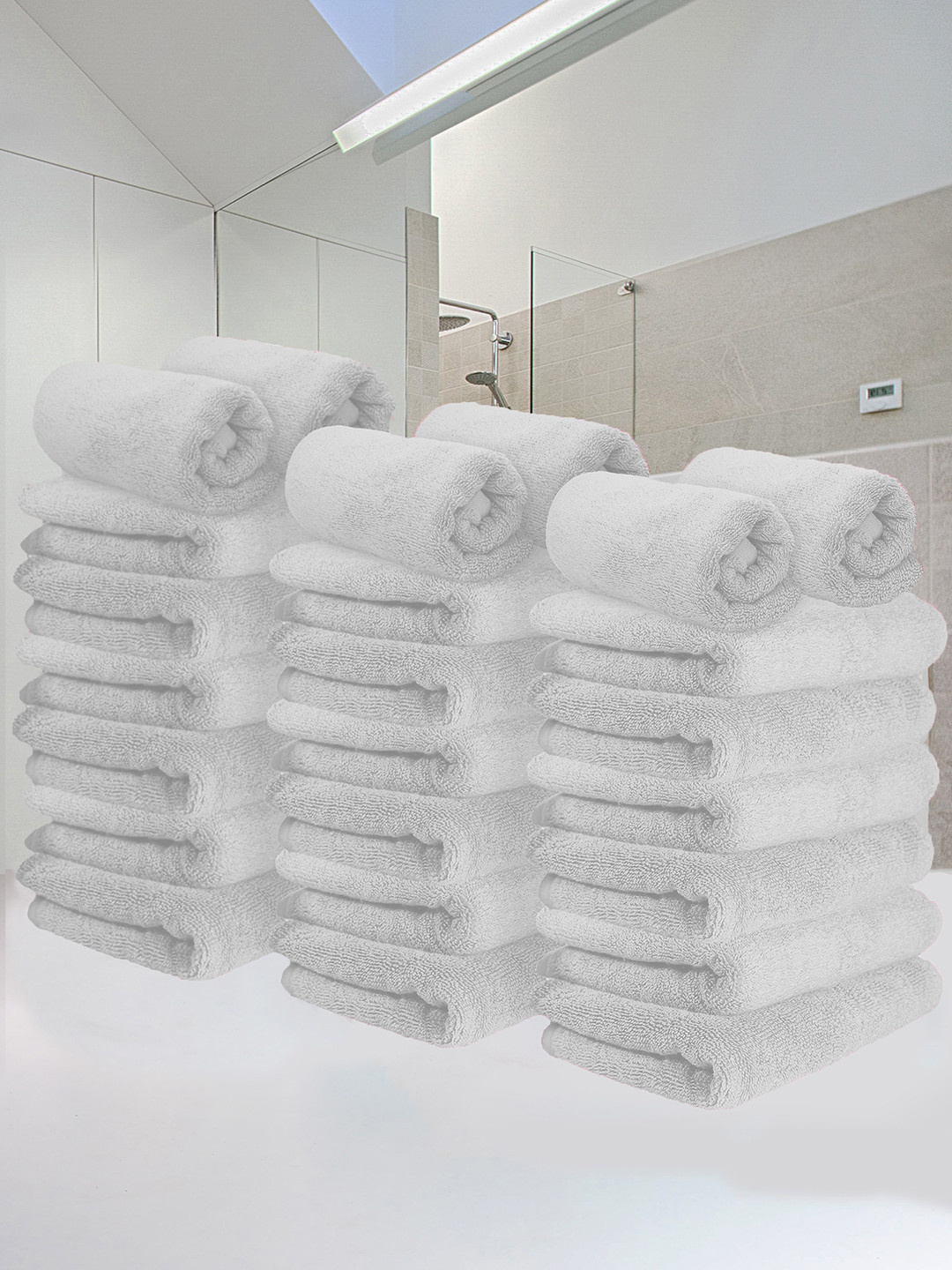 Heelium Grey Unisex Pack of 24 Bamboo Super Soft & Quick Drying Home & Gym Hand Towel