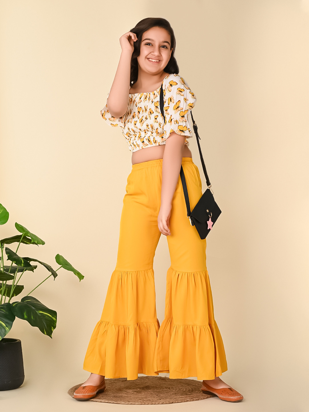 LilPicks Girls Printed Crop Top with Sharara