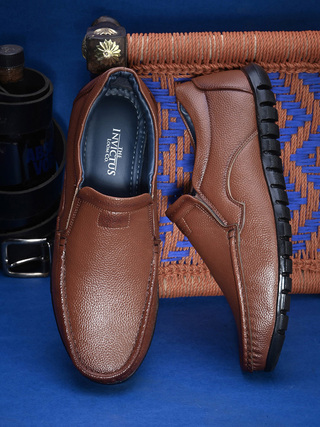 INVICTUS Men Textured Square Toe Formal Slip-on Shoes