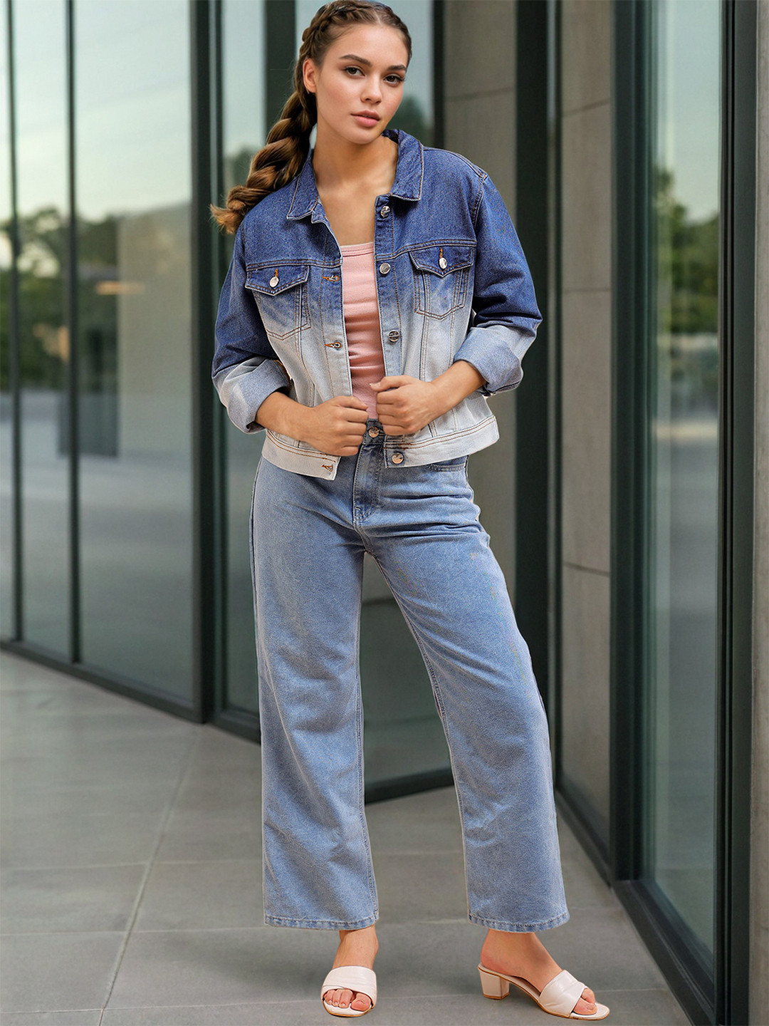 Freehand by The Indian Garage Co Washed Cotton Crop Denim Jacket