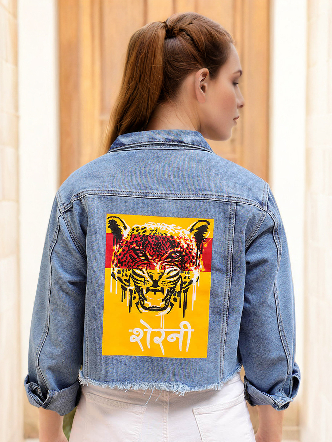 Freehand by The Indian Garage Co Washed Cotton Crop Denim Jacket