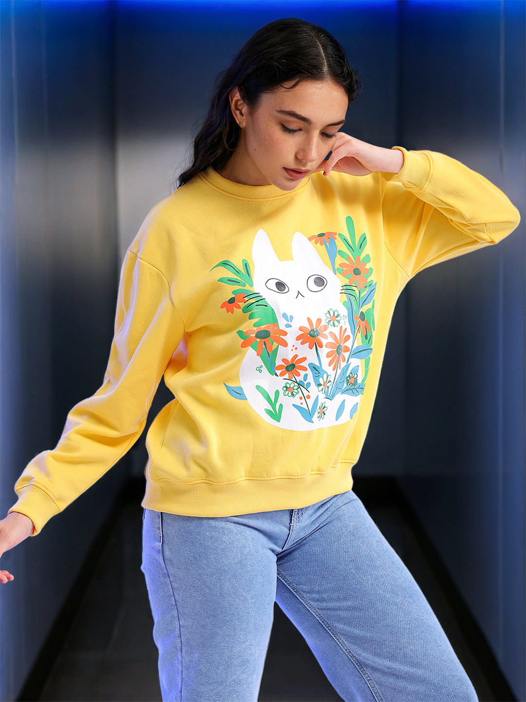 Freehand by The Indian Garage Co Round Neck Graphic Printed Sweatshirt