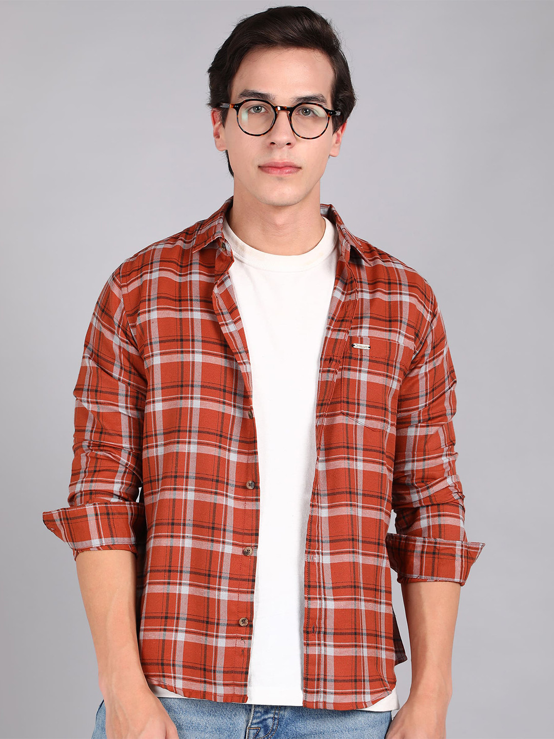 Urbano Fashion Slim Fit Tartan Checks Cotton Casual Shirt