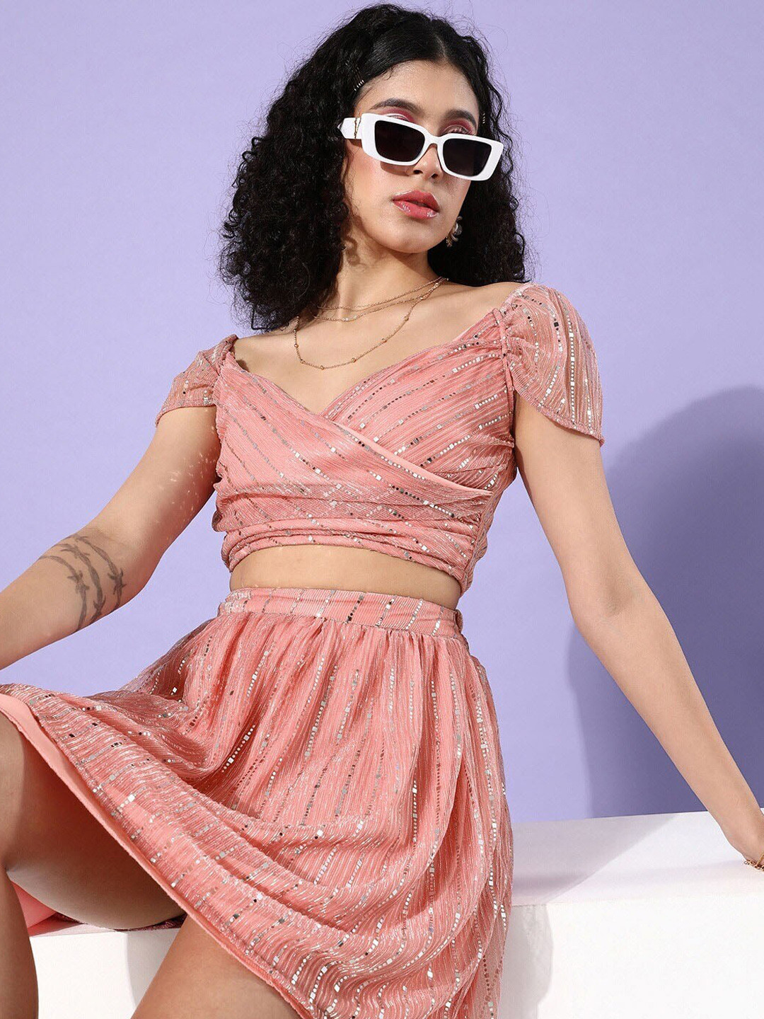 Sera Embellished Crop Top & Skirt