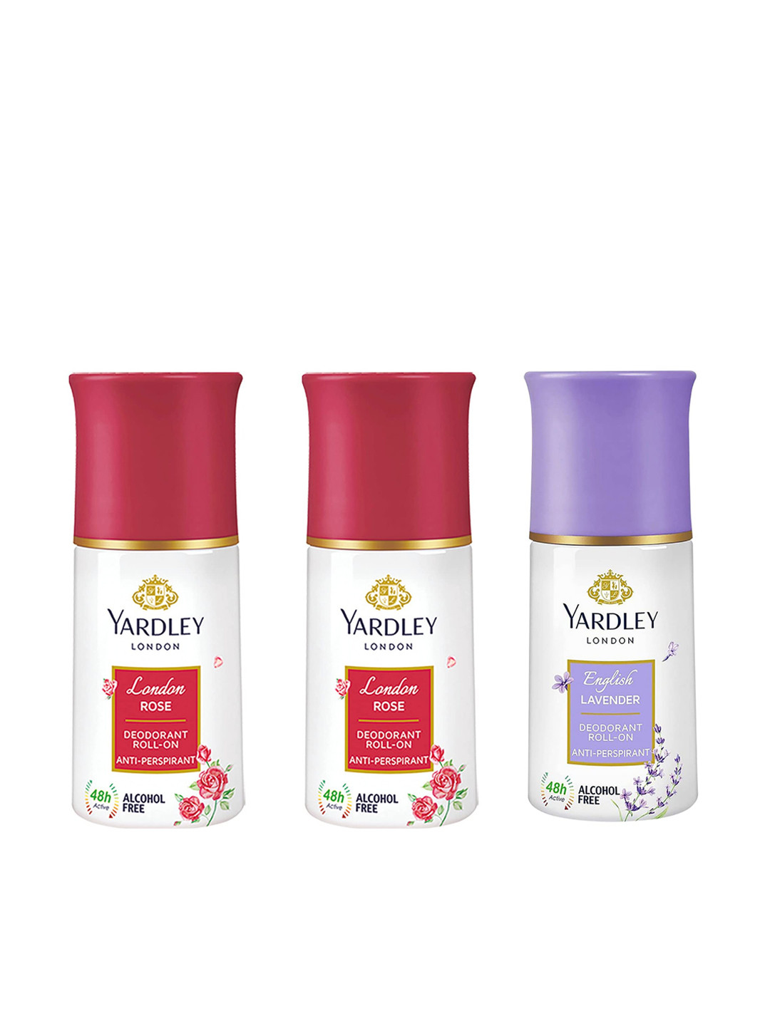 YARDLEY LONDON Women Set of English Lavender & London Rose Deodorant Roll-Ons - 50 ml Each