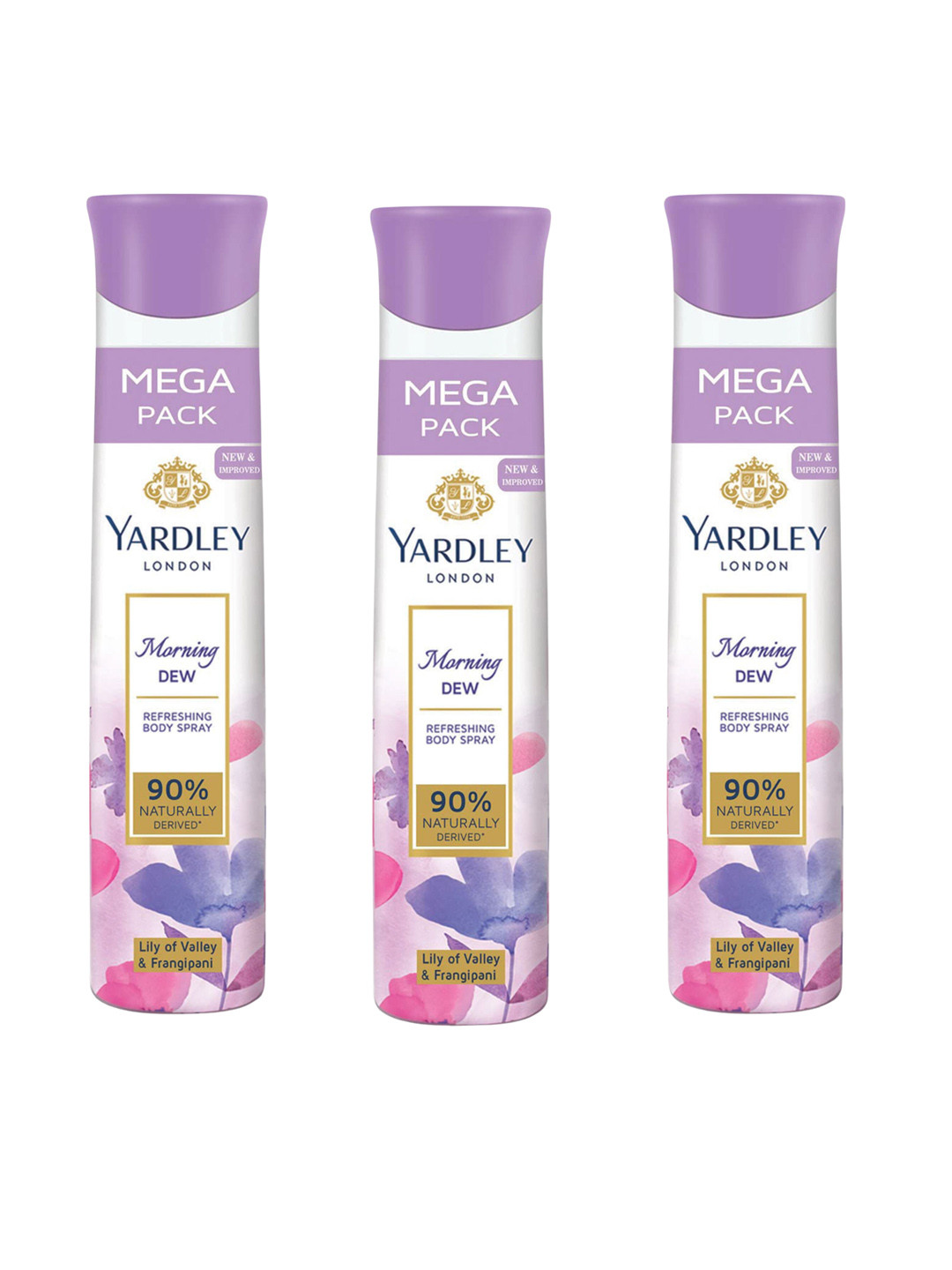 YARDLEY LONDON Women Set of 3 Morning Dew Refreshing Body Sprays - 150 ml Each