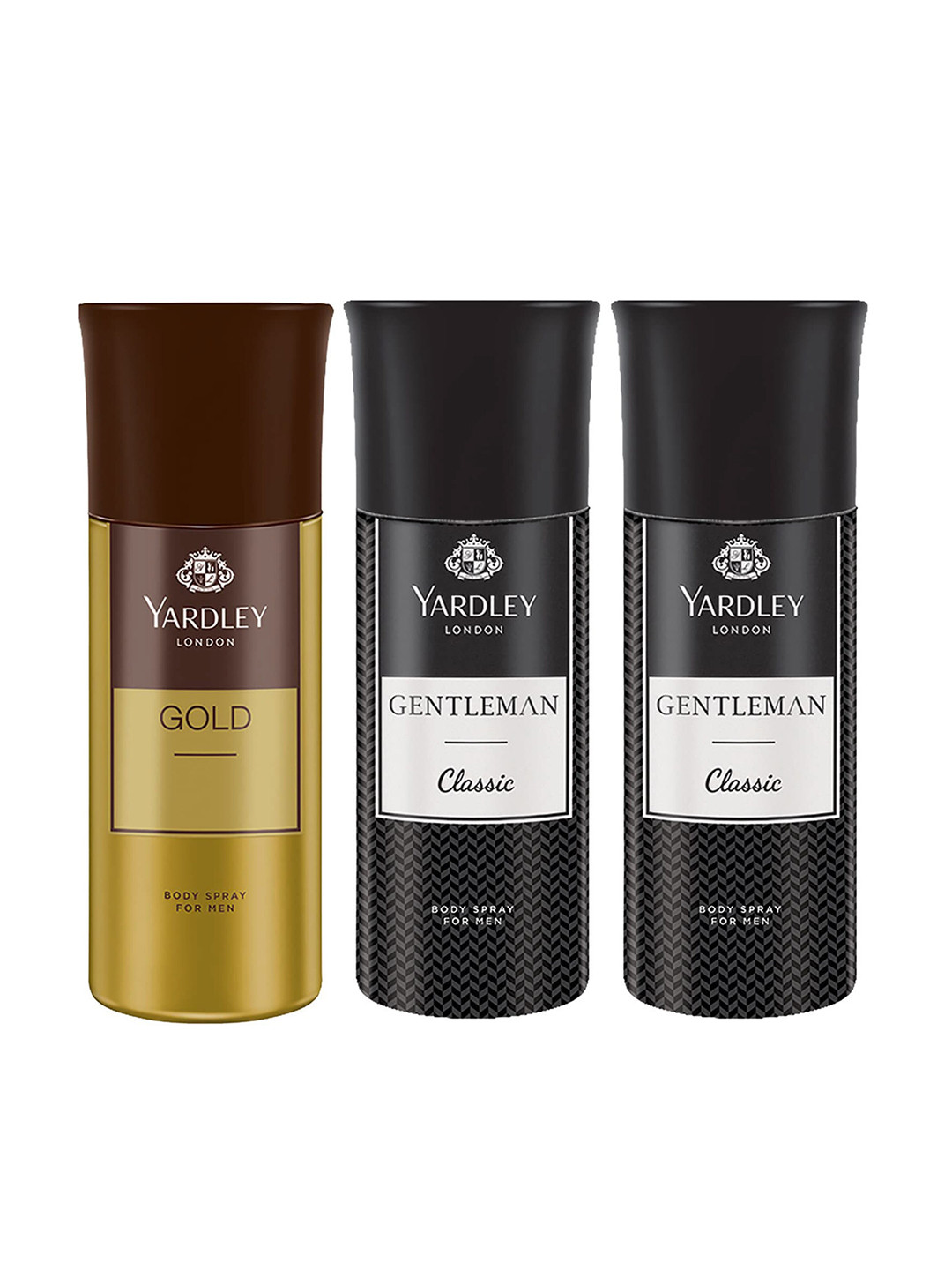 YARDLEY LONDON Men Set of Gold & 2 Gentleman Classic Body Sprays - 150 ml Each