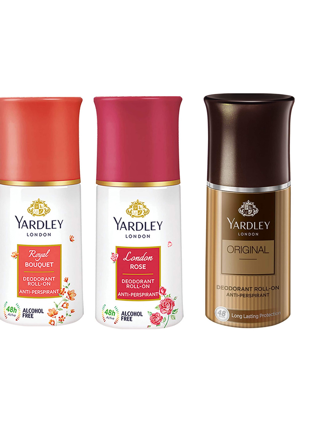 YARDLEY LONDON Women Set of Royal Bouquet + London Rose + Original Deodorant Roll-Ons