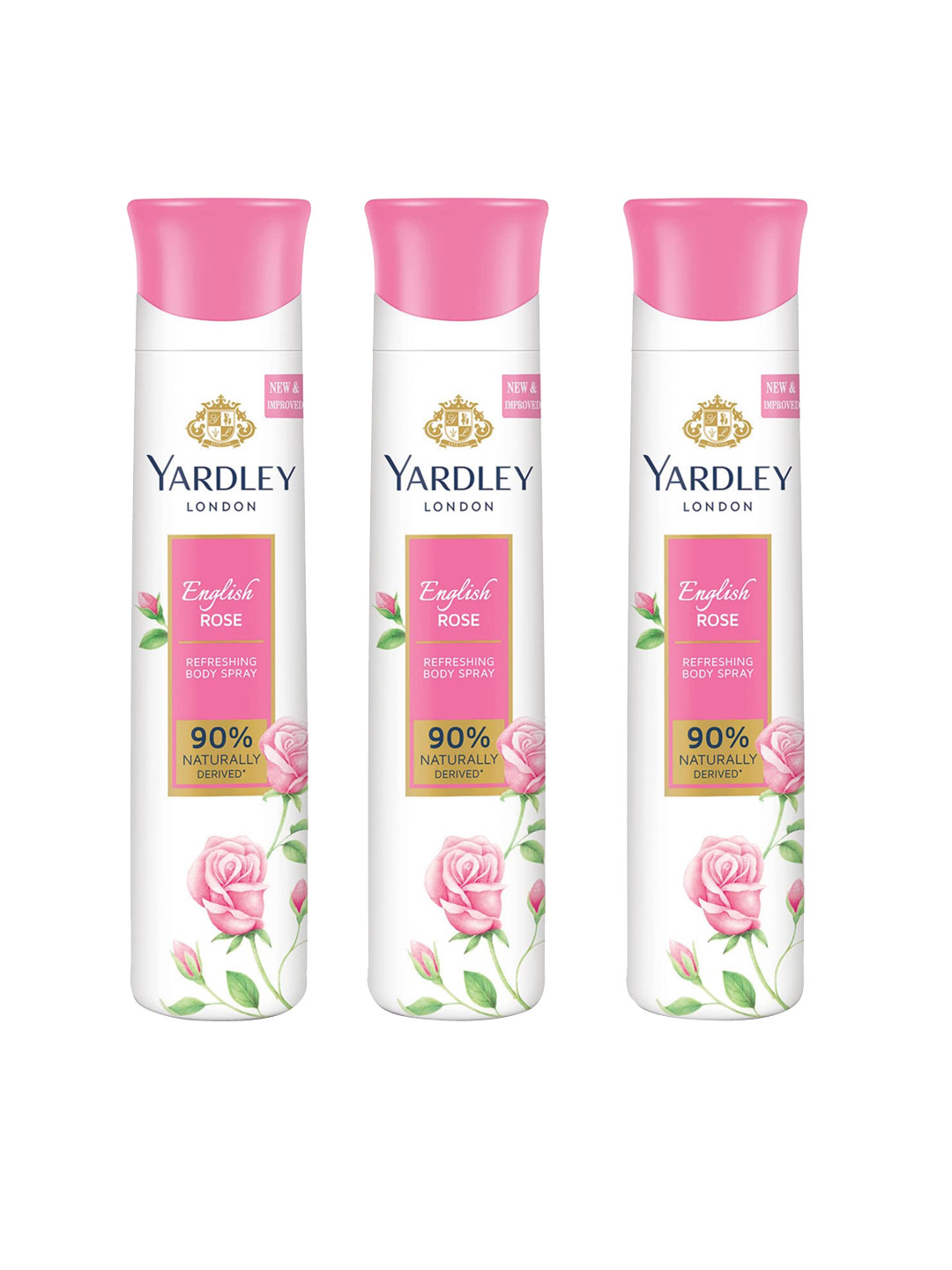 YARDLEY LONDON Women Set Of 3 English Rose Refreshing Deodorant Body Spray - 150ml Each