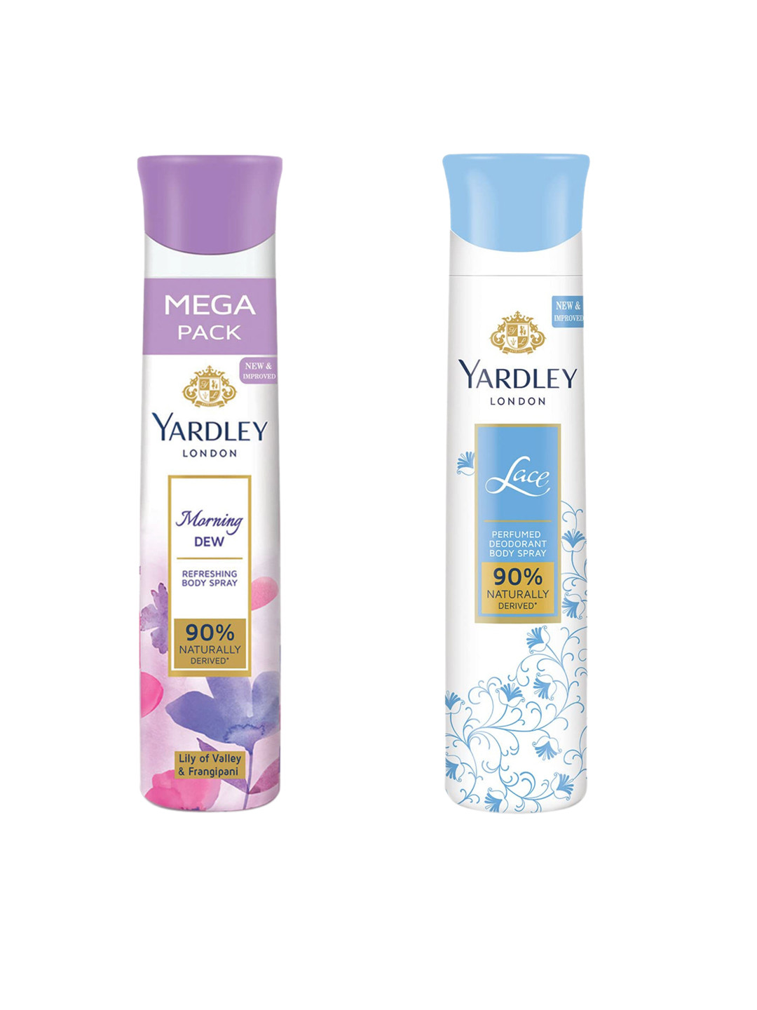 YARDLEY LONDON Women Set Of 2 Refreshing Deodorant Spray - Morning Dew & Lace - 150ml Each