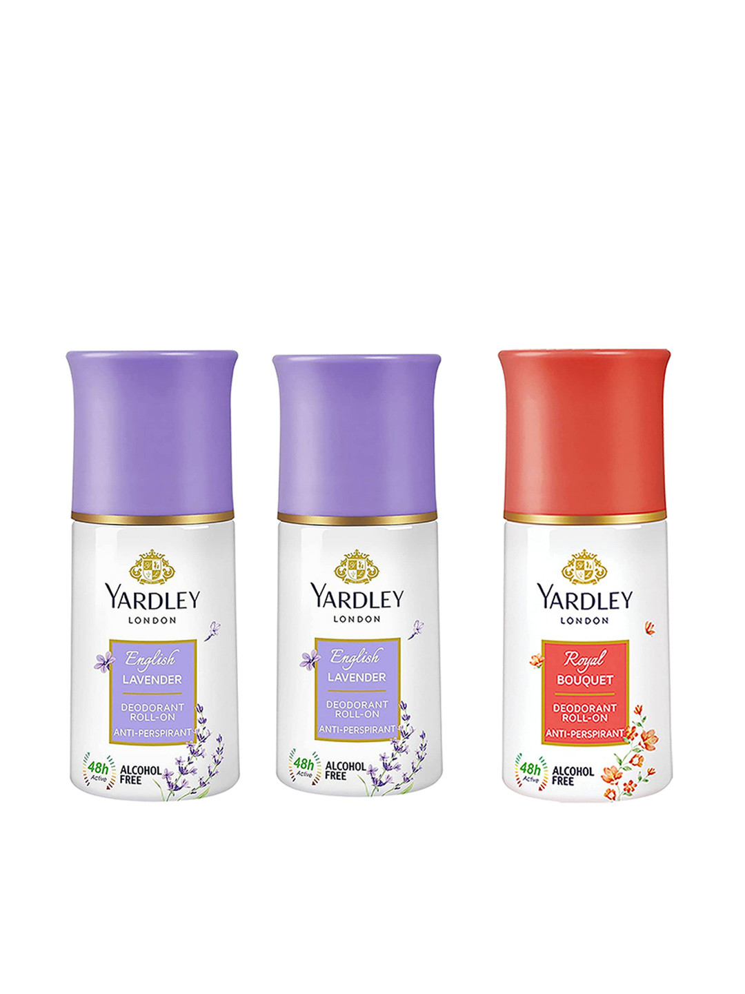 YARDLEY LONDON Women Set Of 3 Anti-Perspirant Alcohol Free Deodorant Roll-Ons - 50ml Each