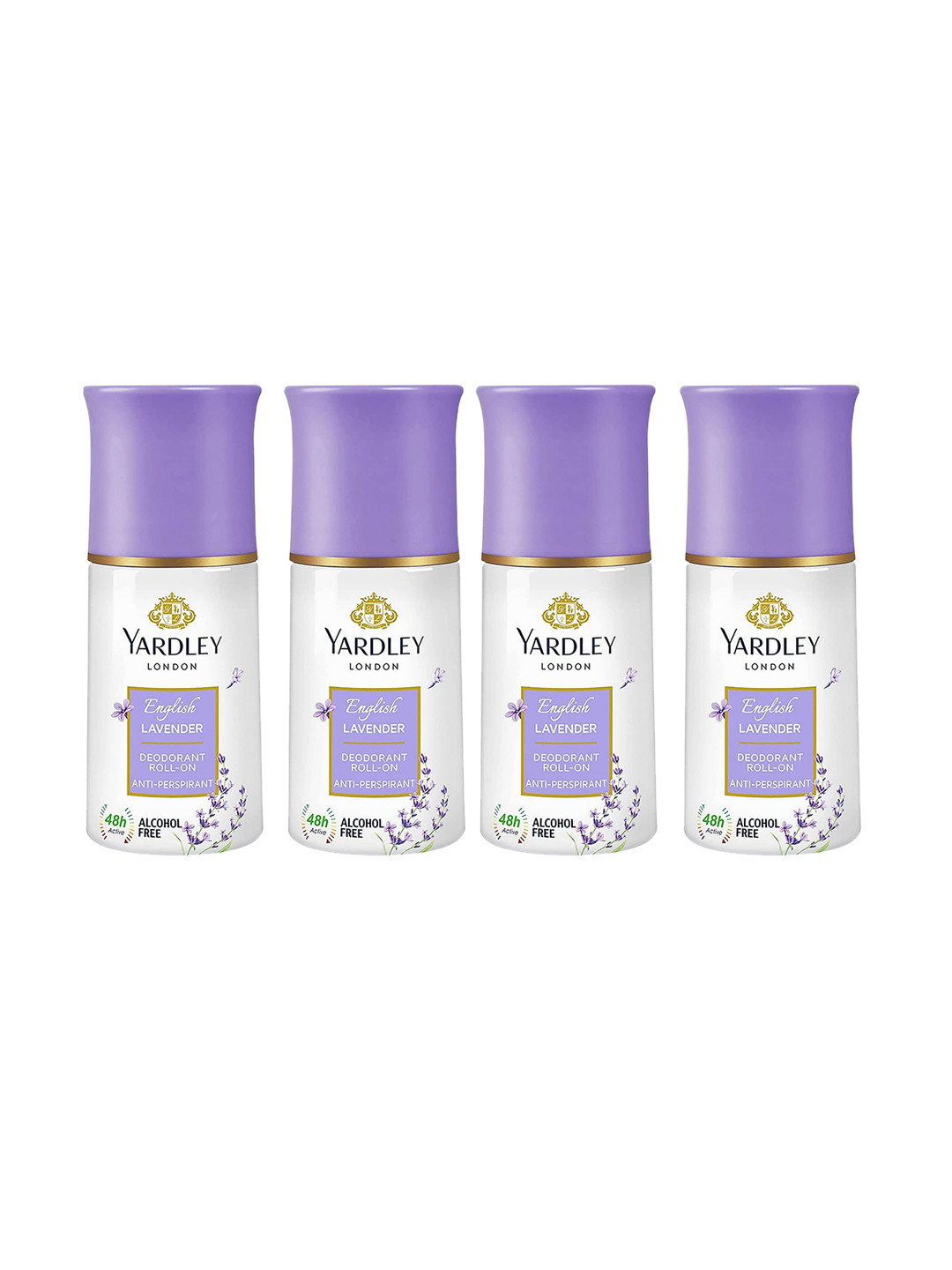 YARDLEY LONDON Women Set Of 4 Anti-Perspirant English Lavender Roll-On Deo - 50ml Each