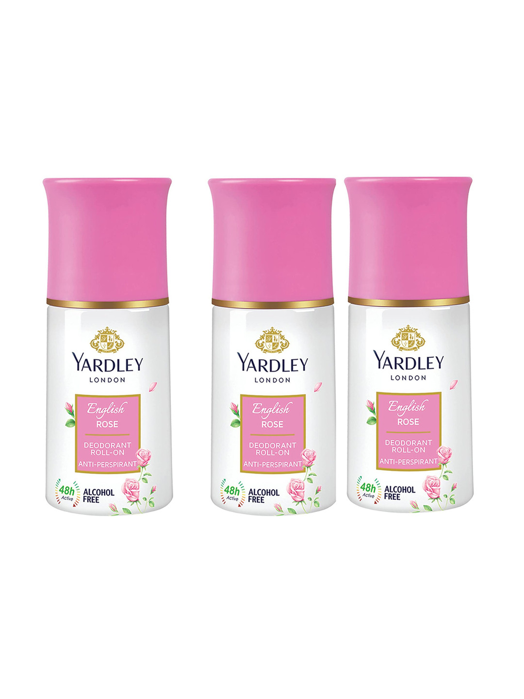 YARDLEY LONDON Women Set of 3 English Rose Anti-Perspirant Deodorant Roll-Ons - 50 ml Each