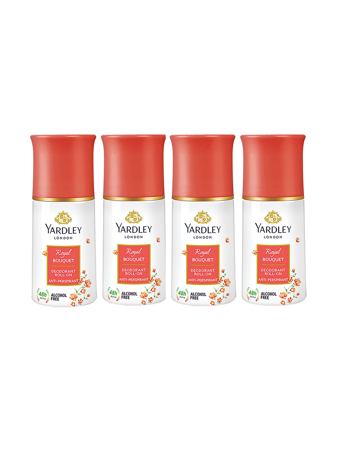 YARDLEY LONDON Women Set Of 4 Anti-Perspirant Royal Bouquet Deodorant Roll-On - 50ml Each