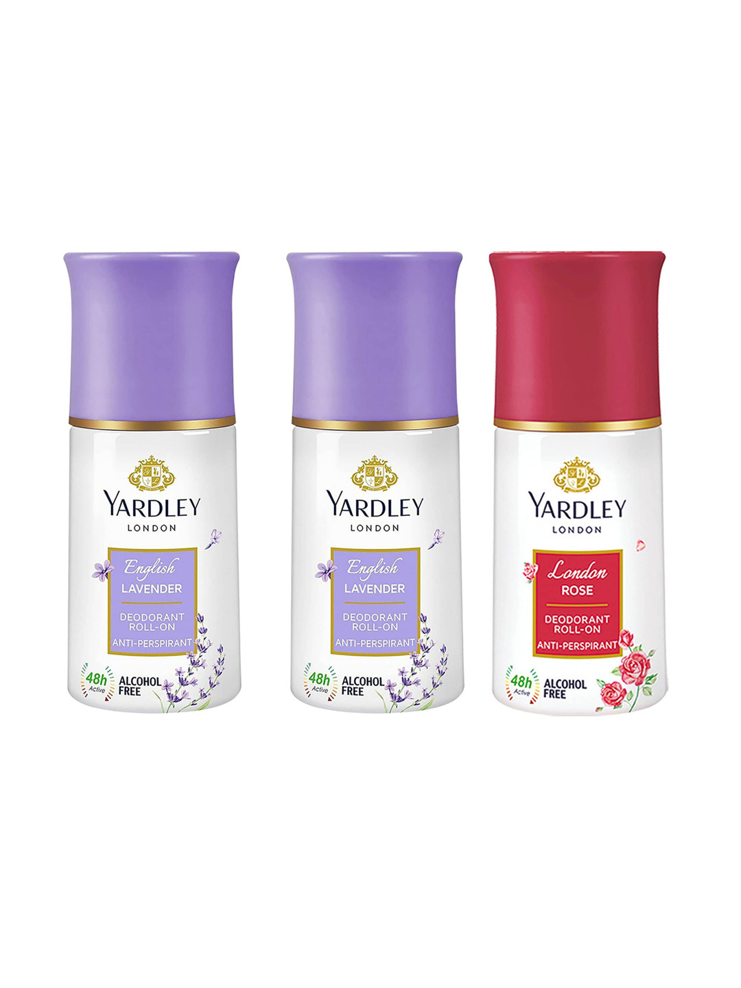 YARDLEY LONDON Women Set Of 3 Anti-Perspirant Alcohol Free Deodorant Roll-Ons - 50ml Each