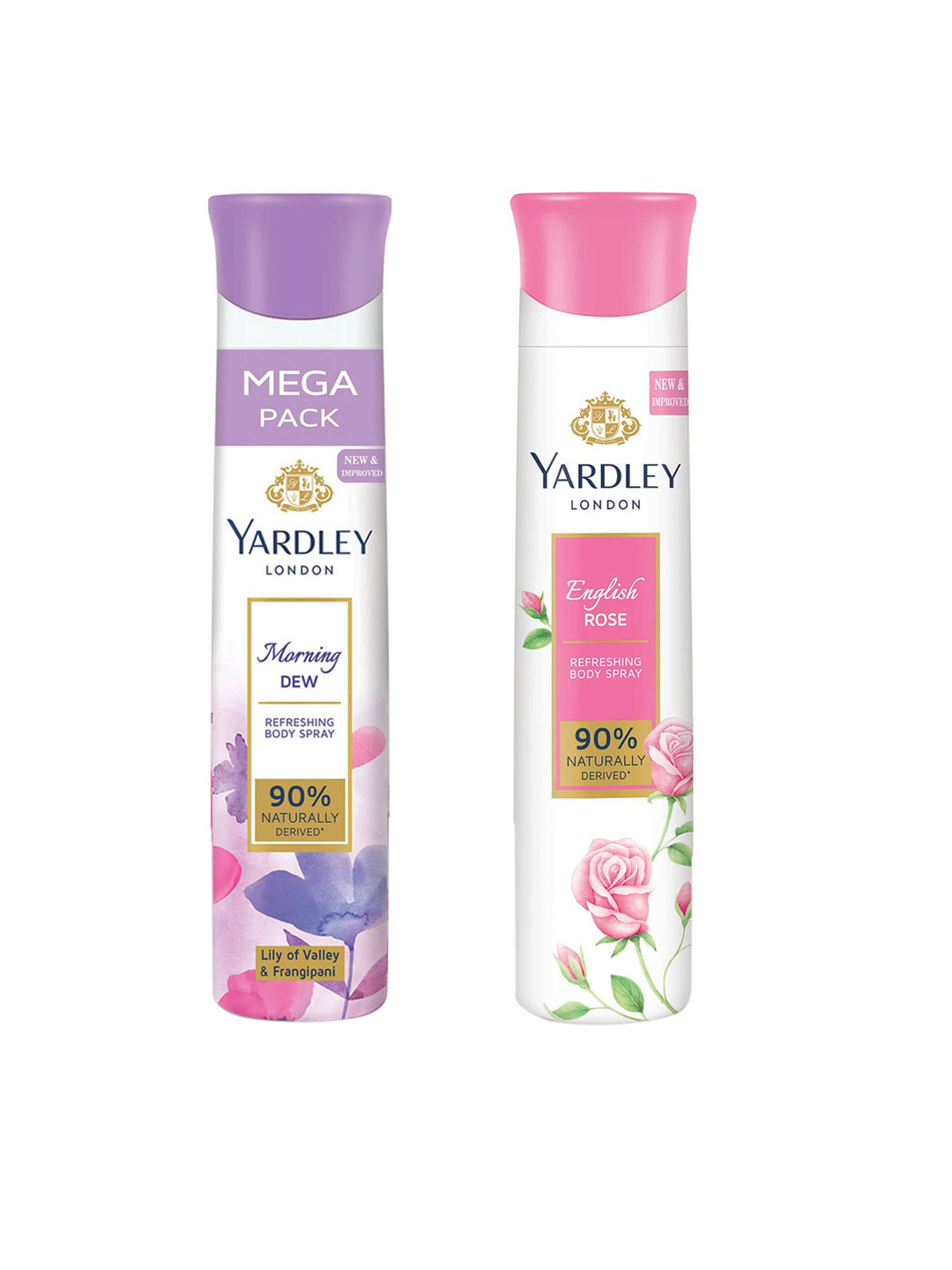 YARDLEY LONDON Women Set Of 2 Refreshing Deo - Morning Dew & English Rose - 150ml Each