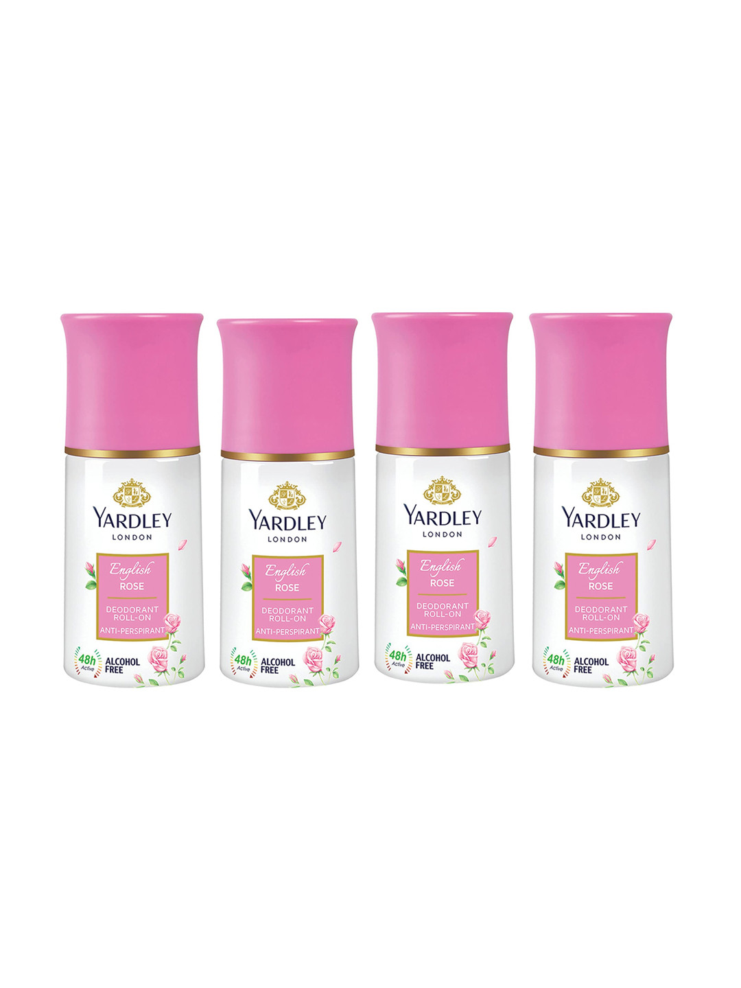 YARDLEY LONDON Set Of 4 Anti-Perspirant Deodorant Roll-Ons - English Rose - 50 ml Each