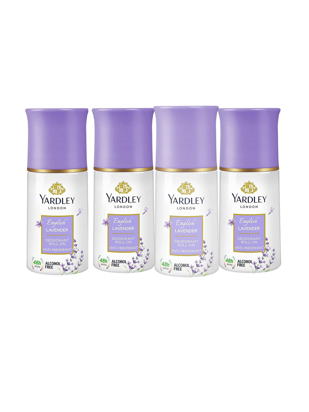 YARDLEY LONDON Women Set Of 4 Anti-Perspirant Deodorant Roll-Ons English Lavender - 50 ml Each