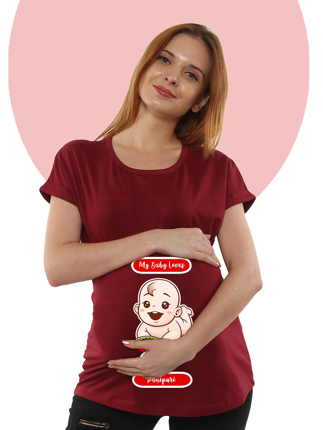 SillyBoom Women Maroon High Neck T-shirt