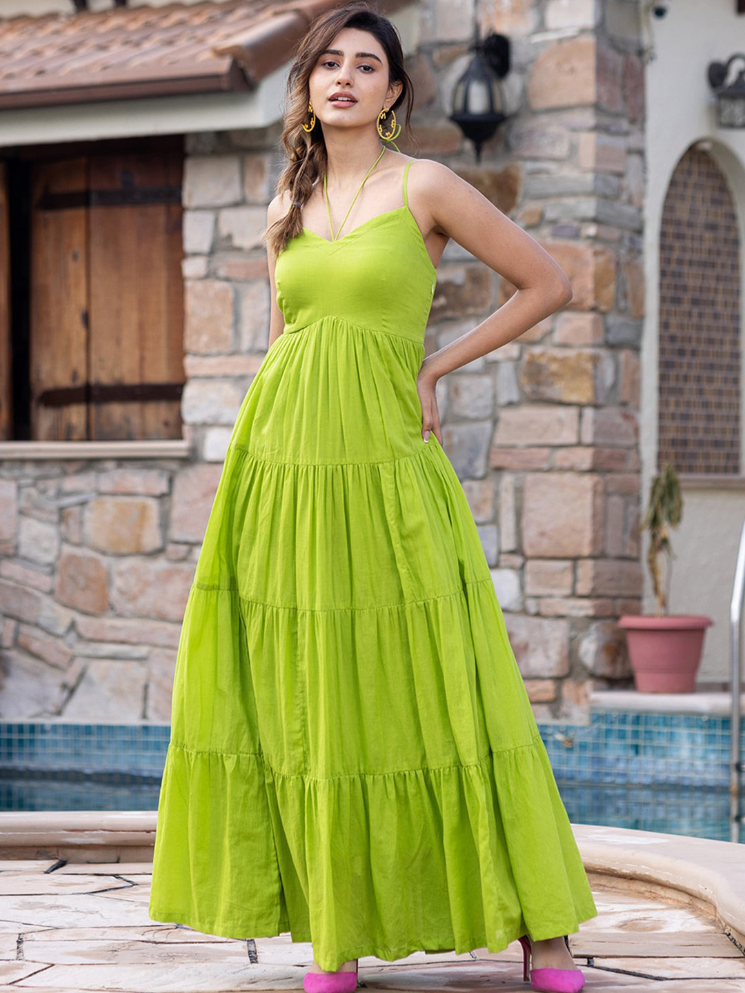 Ambraee Halter Neck Maxi Dress