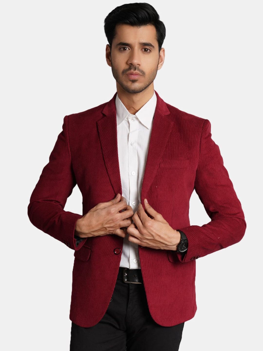 Wintage Self Design Regular Fit Single-Breasted Formal Blazer