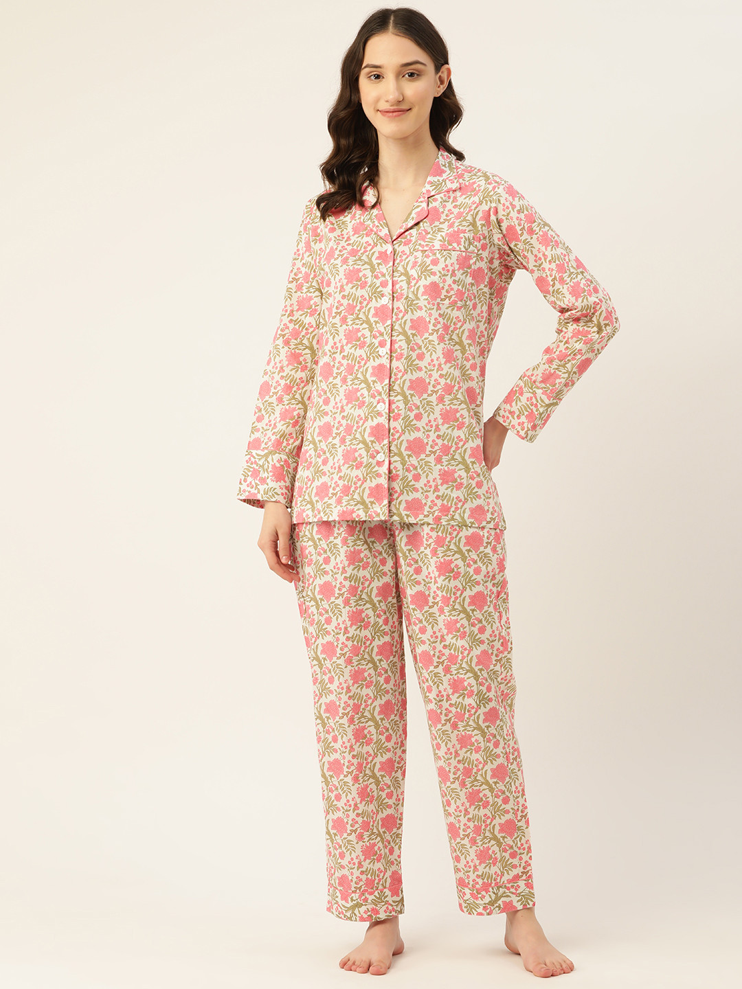 Jaipur Morni Printed Cotton Night suit with Eye Mask