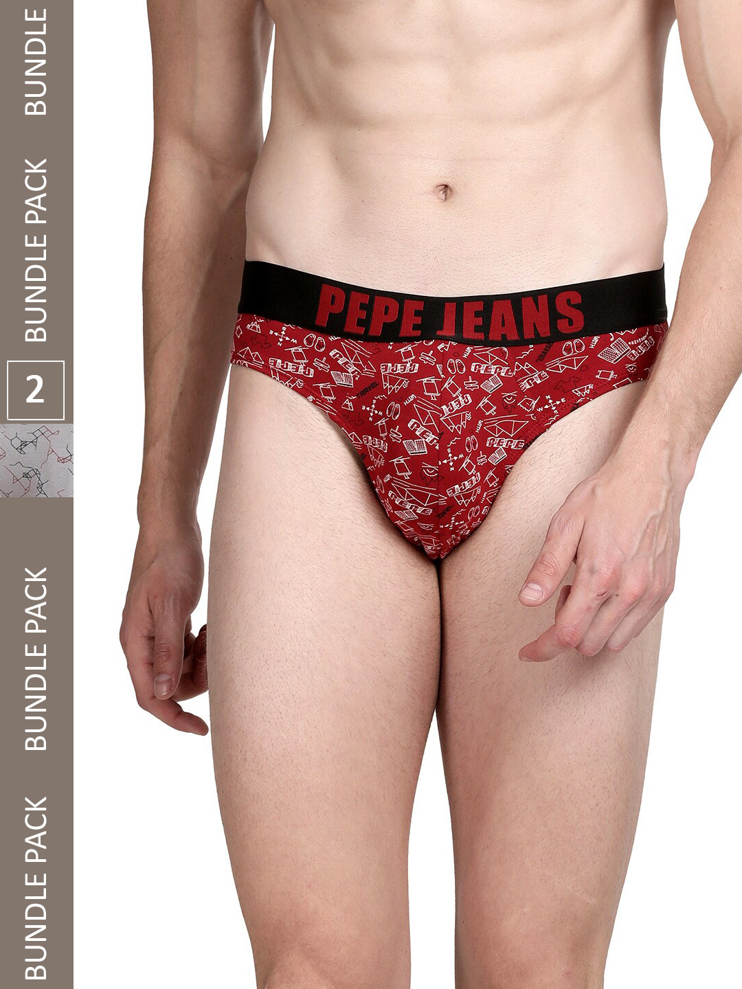 Pepe Jeans Pack Of 2 Printed Cotton Anti-Microbial Basic Briefs 8904311371700