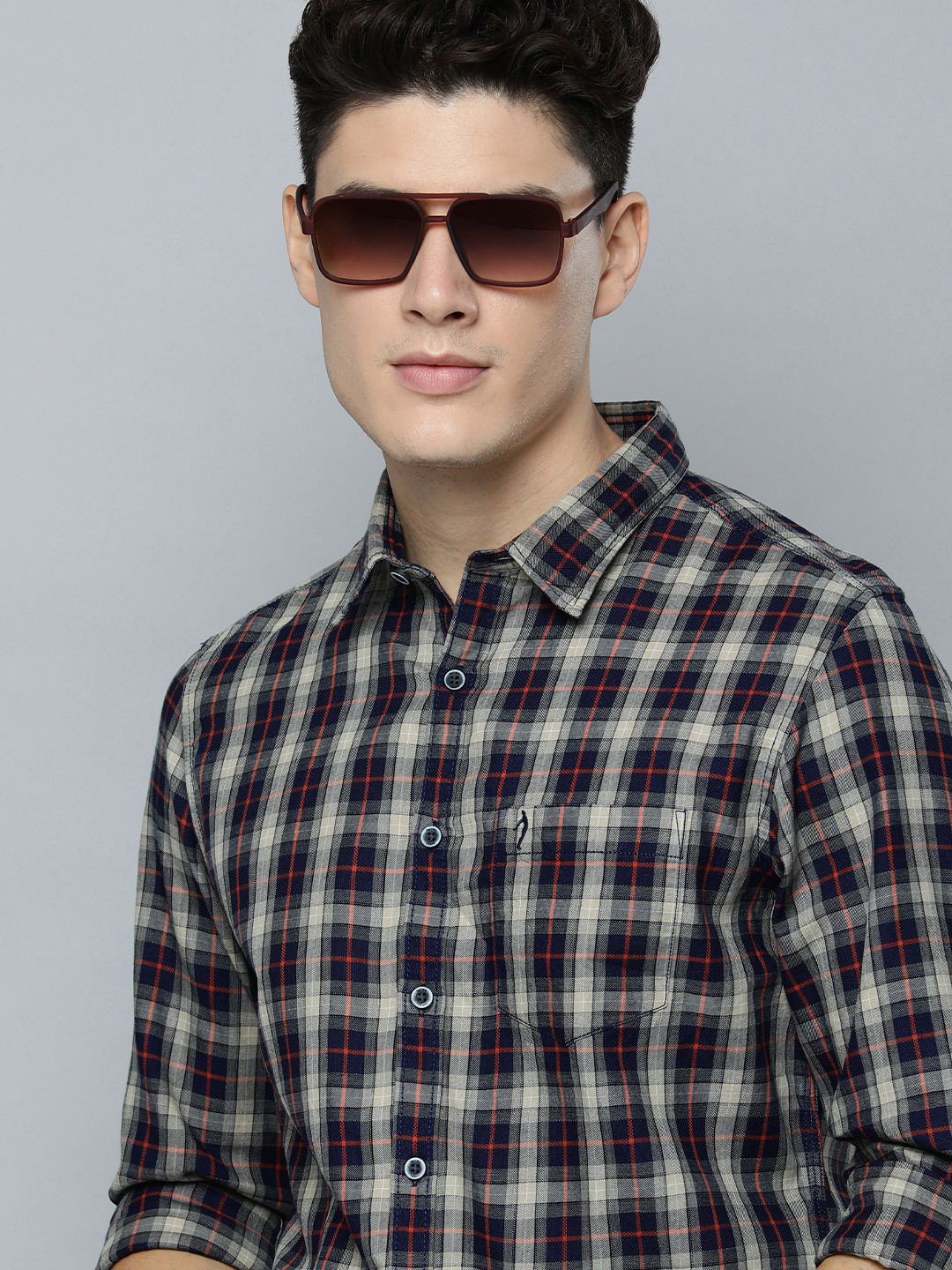 Indian Terrain Tartan Checks Chiseled Fit Cotton Shirt
