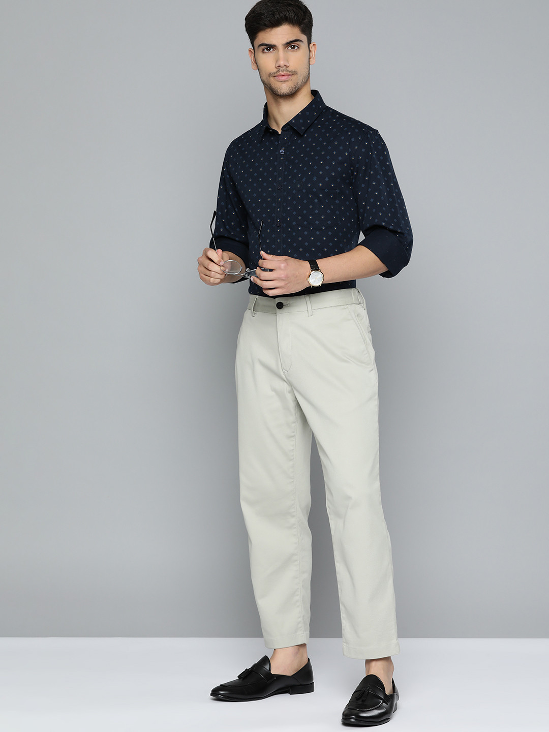 Indian Terrain Pure Cotton Slim Fit Printed Smart Casual Shirt