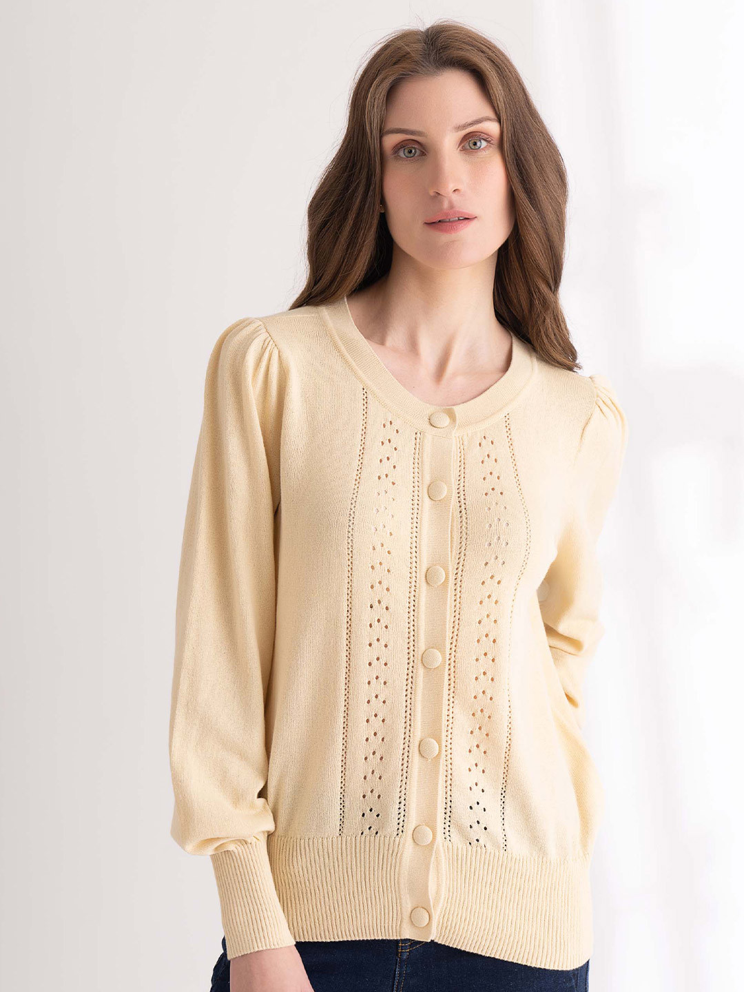 B.Copenhagen Women Ribbed Buttoned Cardigan