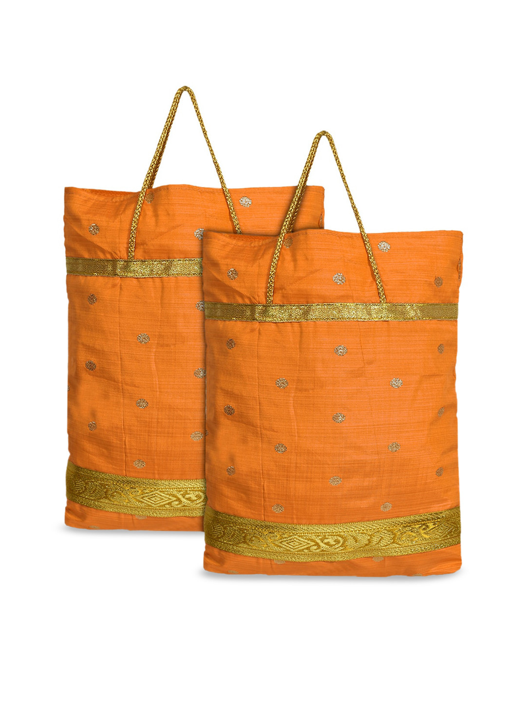 Kuber Industries 2 Pcs Polyester Dot Design Foldable Shopping Hand Bag Potli Clutch