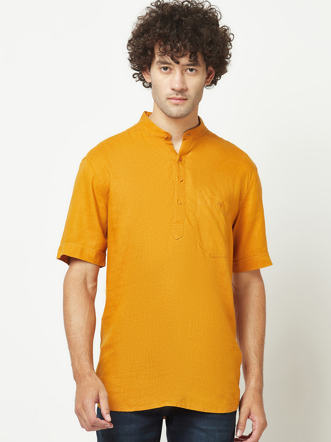 Crimsoune Club Mandarin Collar Short Sleeves Short Kurta