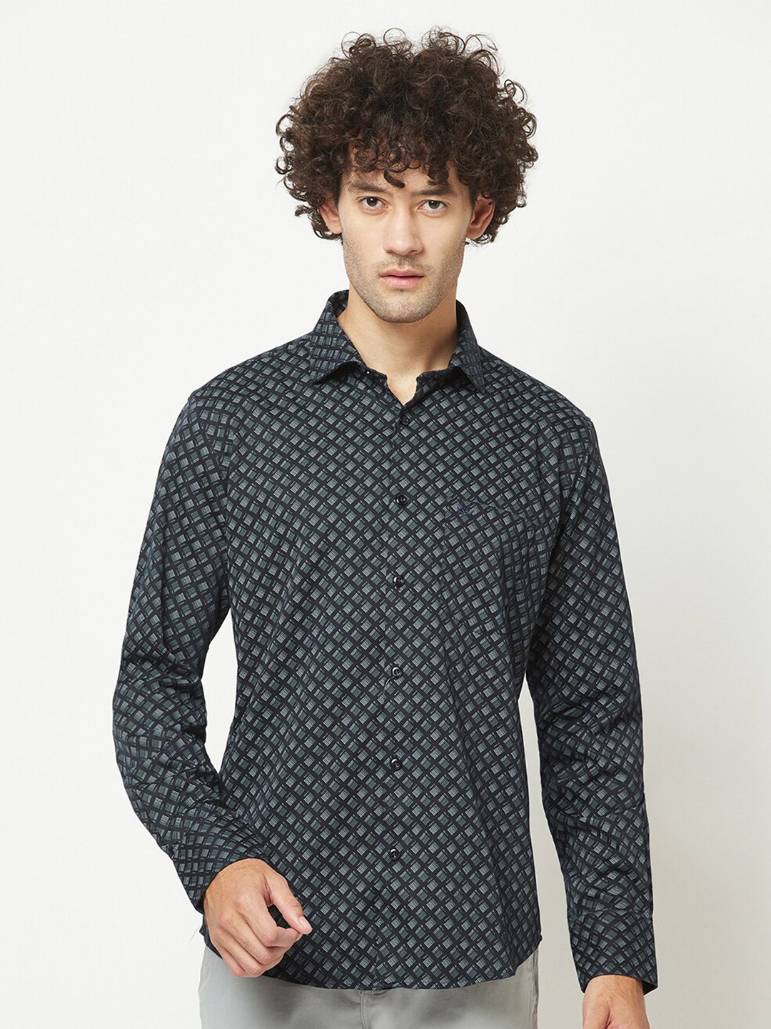 Crimsoune Club Micro Ditsy Printed Pure Cotton Slim Fit Casual Shirt