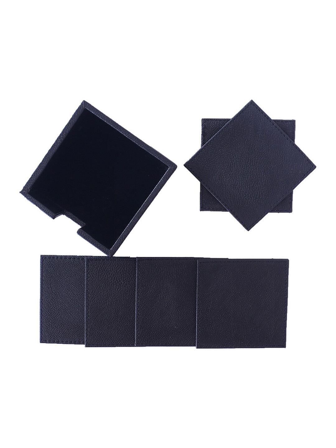 Kuber Industries Set of 6 Leather Heat Insulation Tabletop Coasters With Stand